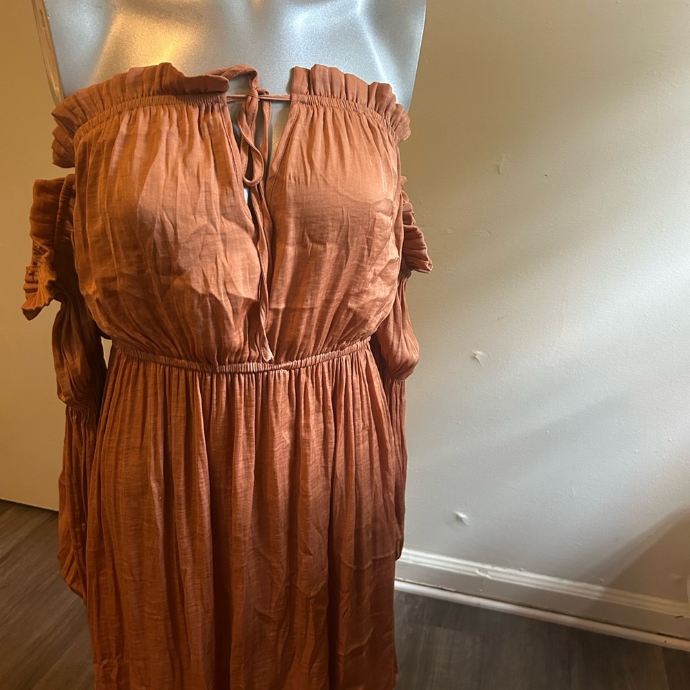 Forever 21 Red Off-Shoulder Sundress Flutter Sleeve